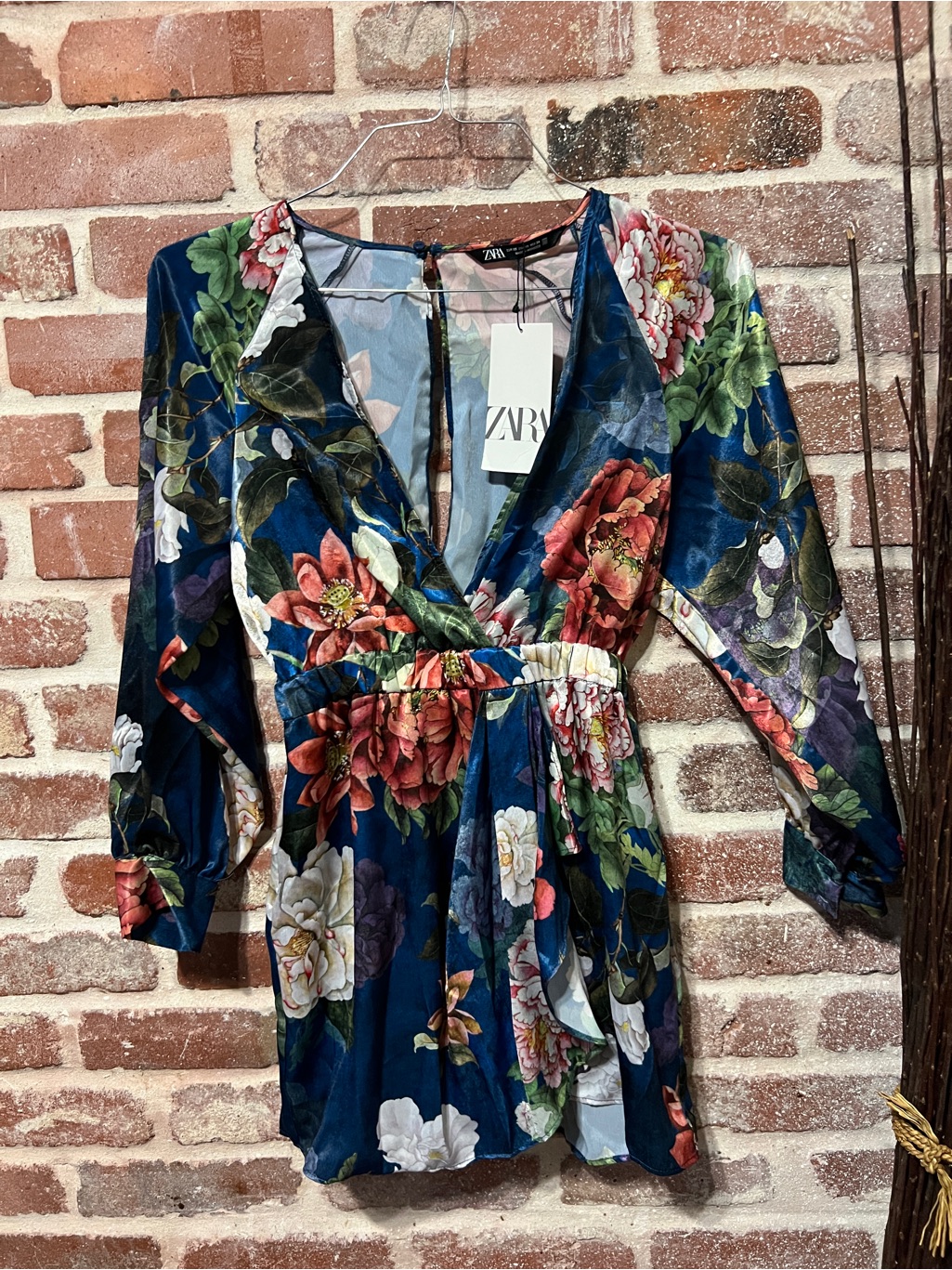 Zara Floral Deep V Satin Romper